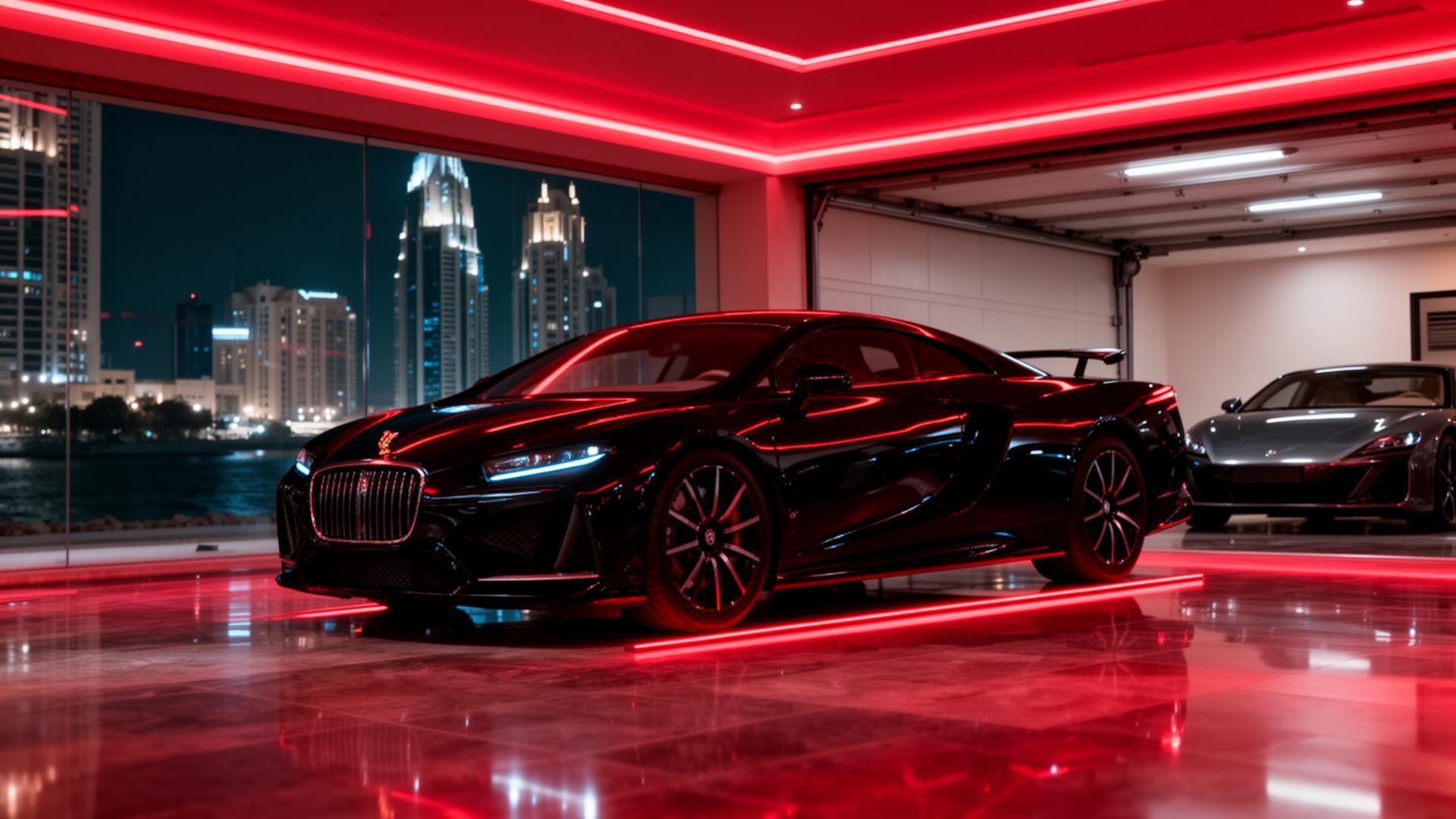 Luxury car at premium Dubai garage
